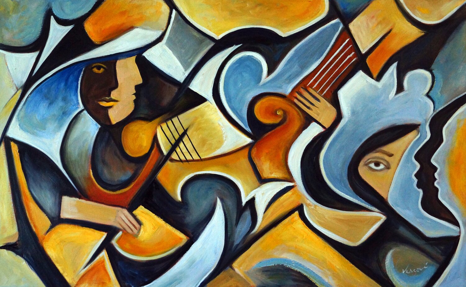 Le Violoniste Valerie Vescovi Original painting for sale