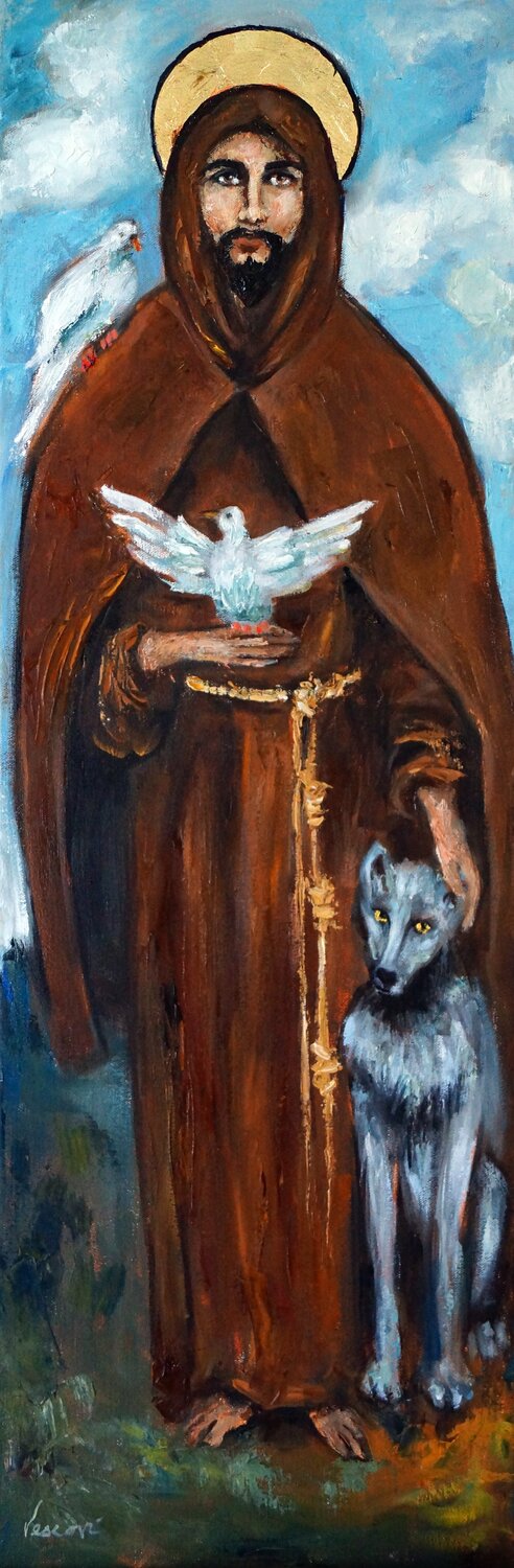 St Francis of Assisi Valerie Vescovi Original painting for sale