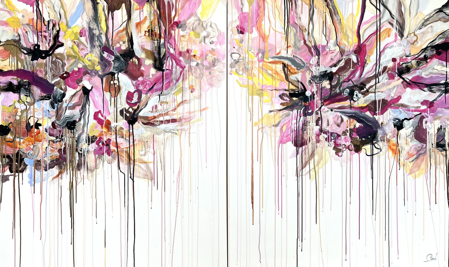 Floral cascade Maria Esmar Original painting for sale
