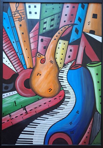Jazz in New York by Luigia Boccalone, Painting for Sale on Select