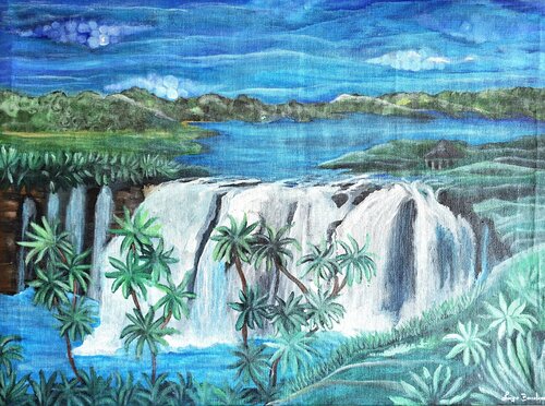 Le cascate del Nilo Azzurro by Luigia Boccalone, Painting for Sale on Select