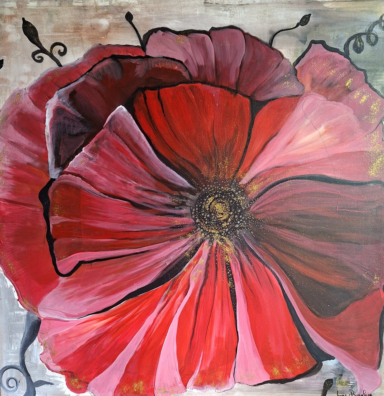 Papavero Roseo Luigia Boccalone Original painting for sale