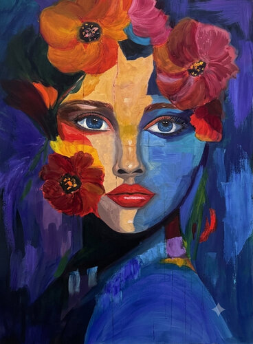 Fire in the Petals by Nancy DeMore, Painting for Sale on Select