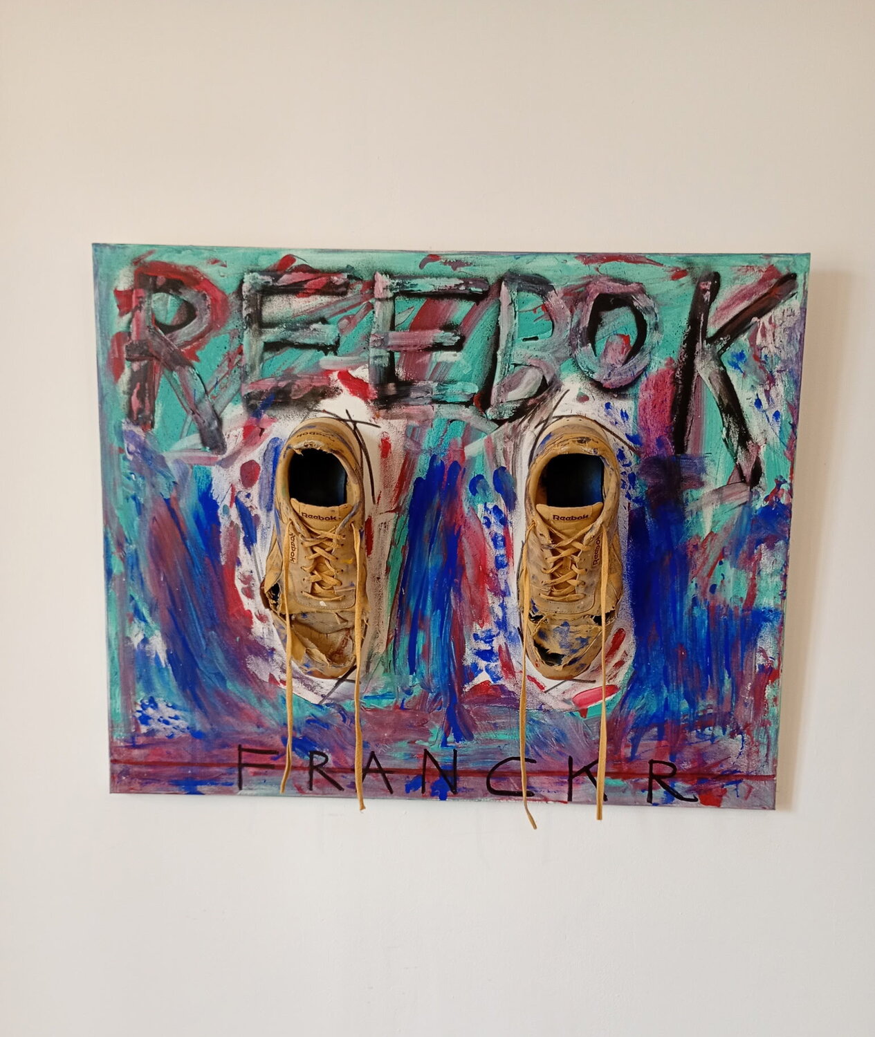 Chaussures de l’Artiste Franck R de la marque Reebok Franck Rivoal Original painting for sale