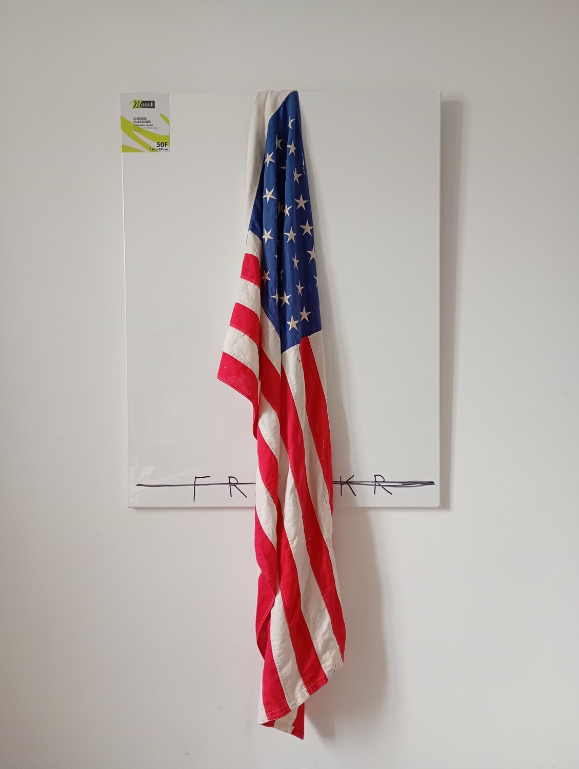 Le drapeau américain dans la pureté du silence Franck Rivoal Original painting for sale