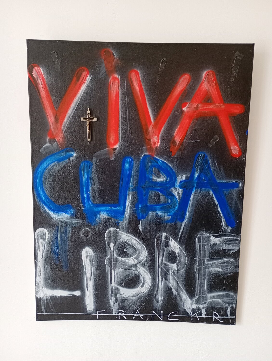 Christ Sauveur Viva Cuba Libre Franck Rivoal Original painting for sale