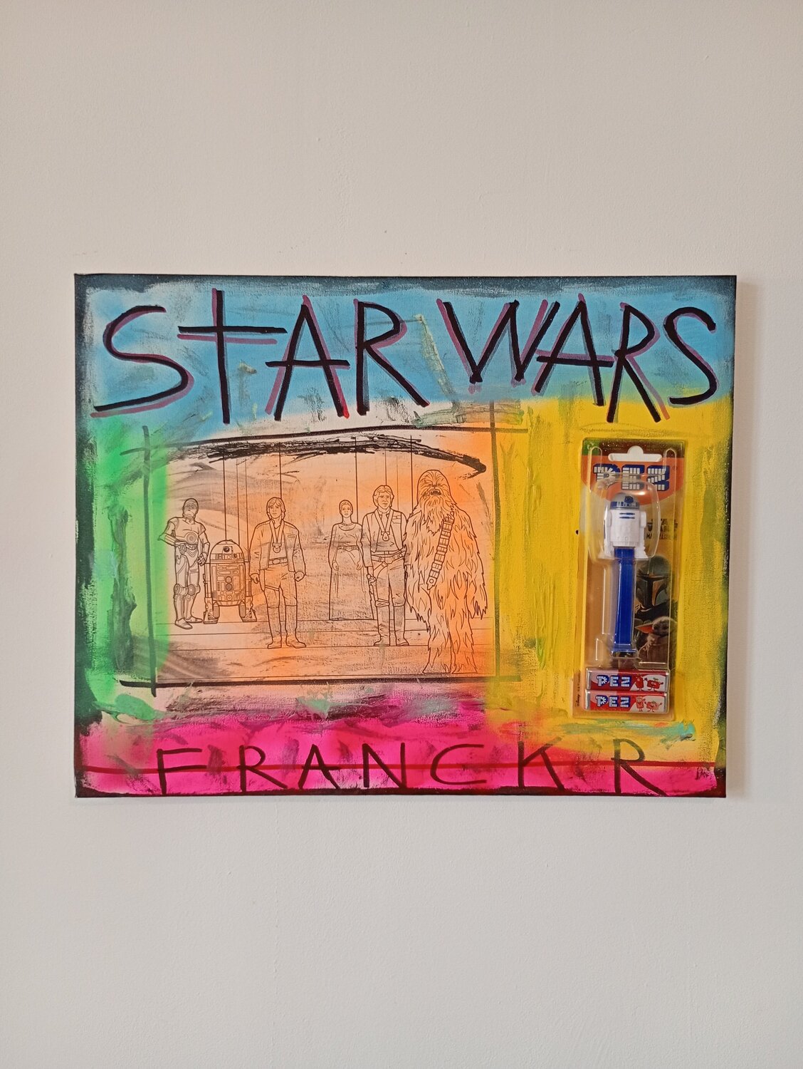 Star Wars  R2 D2  " Pez R2 D2 " Franck Rivoal Original painting for sale