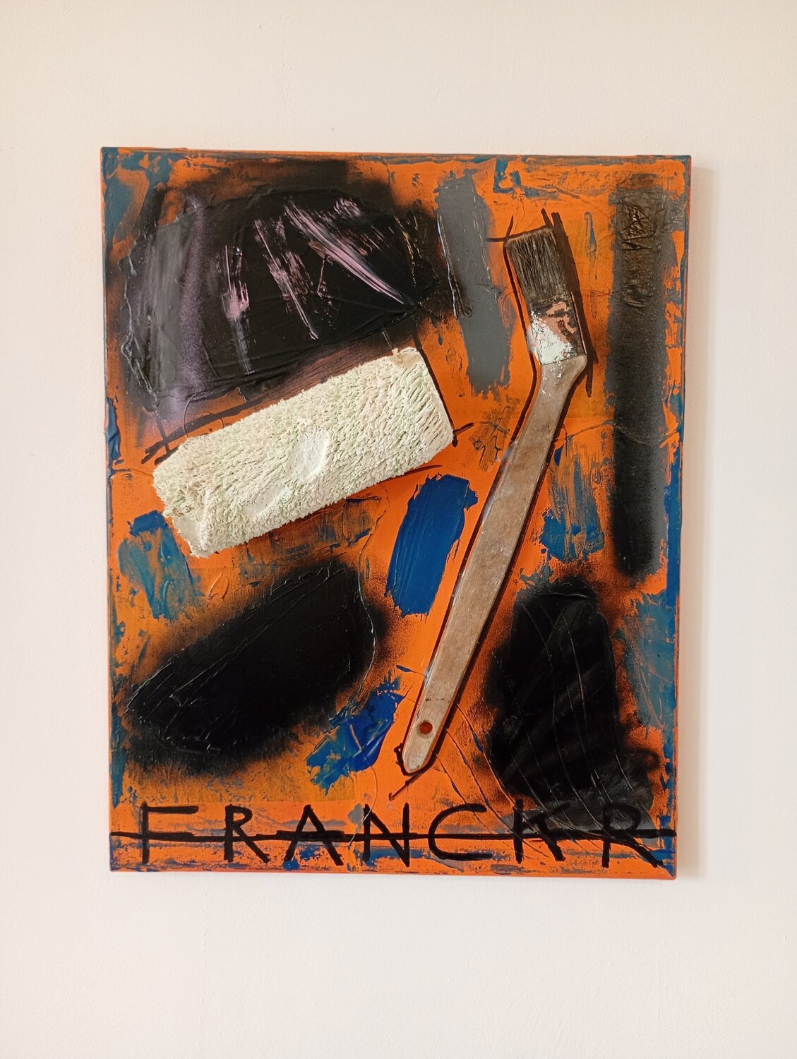 Le rouleau de peinture et le pinceau Franck Rivoal Original painting for sale