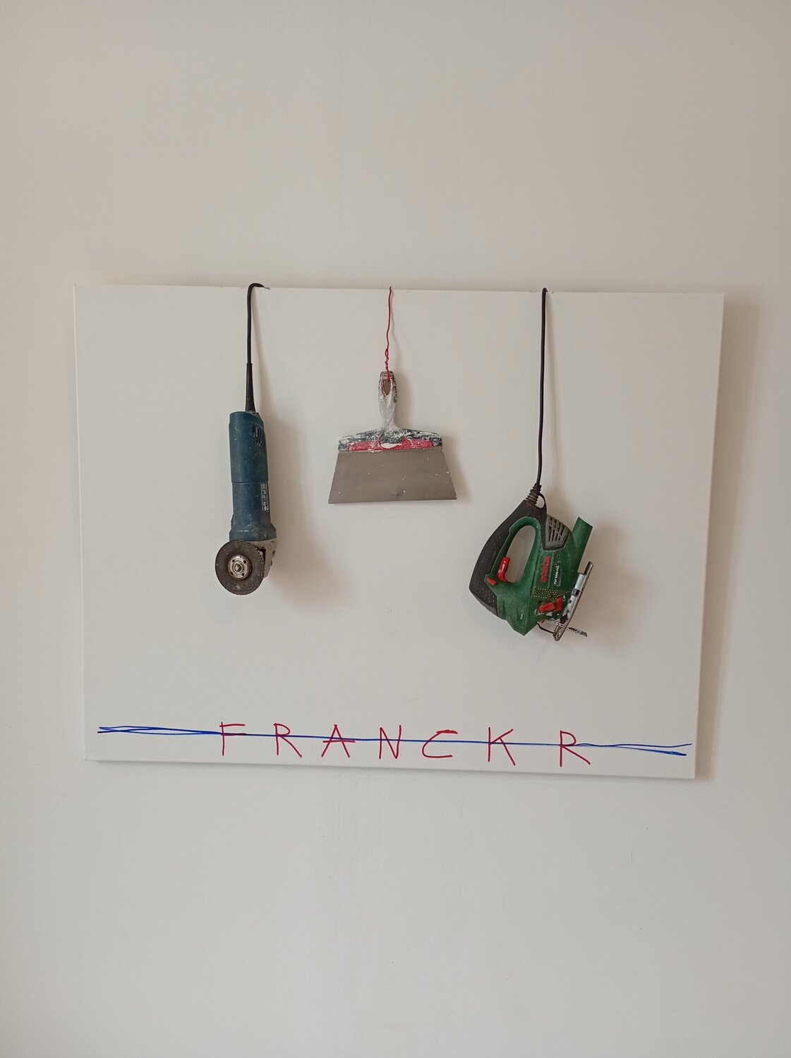 Autoportrait aux outils Franck Rivoal Original painting for sale