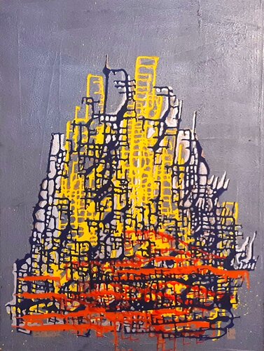 Skyline in Blue von Martin Christoph Löw, Malerei kaufen auf Select