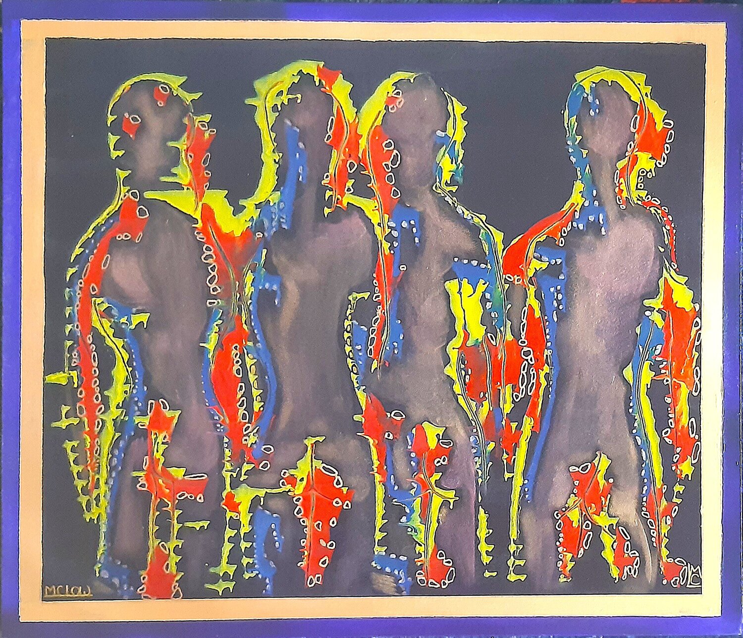 4 Figures Martin Christoph Löw Original painting for sale