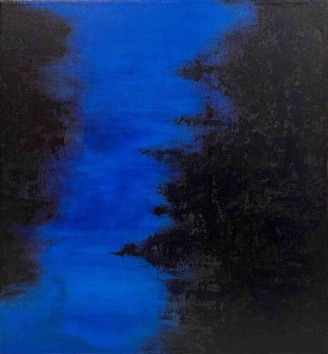Infinite Calm: Where silence meets color, and blue becomes a reflection of the soul. von Shakuntala RKrishnaiii, Malerei kaufen auf Select