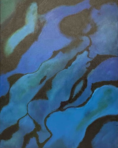 Infinite Calm: Where silence meets color, and blue becomes a reflection of the soul. von Shakuntala RKrishnaiii, Malerei kaufen auf Select