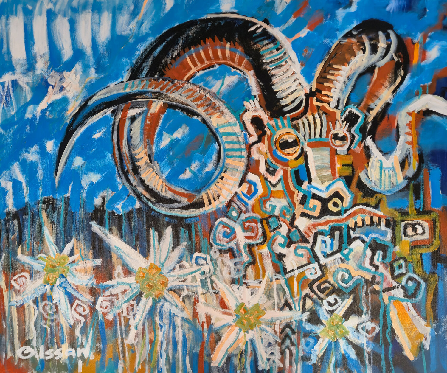 "Marco Polo Ram" Olzhas Issan Original painting for sale