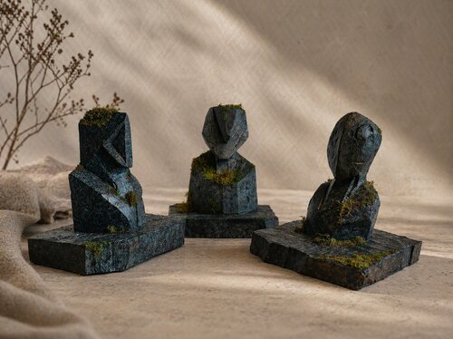 Forest Relics — Complete Triptych, Original Stone Spirit Sculpture Set by Alisa Anderson, Sculpture for Sale on Select