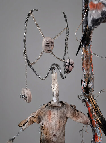 The Face Keeper — Original Dark Symbolic Mixed Media Sculpture by Alisa Anderson, Sculpture for Sale on Select