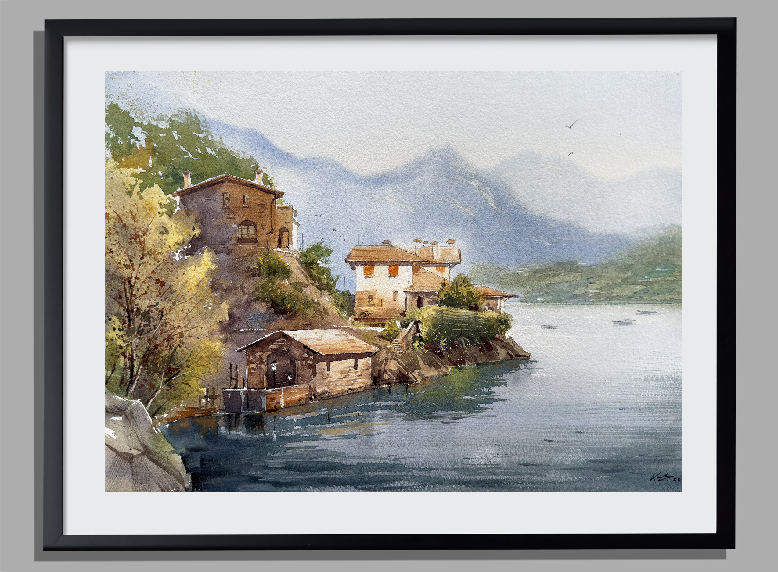 Morning Light on Lake Como Watercolor