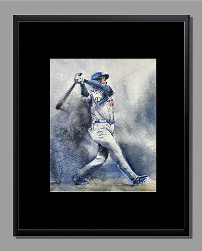 Shohei Ohtani - Original Watercolor by Vahe Grigorian, Painting for Sale on Select