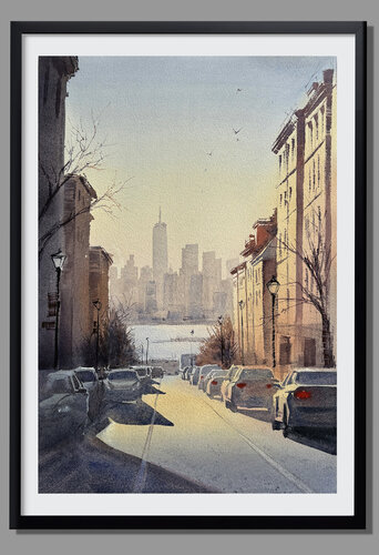 New York from Afar by Vahe Grigorian, Painting for Sale on Select