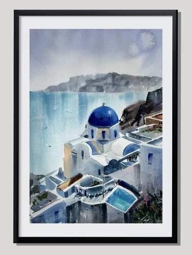 Daydream in Oia by Vahe Grigorian, Painting for Sale on Select