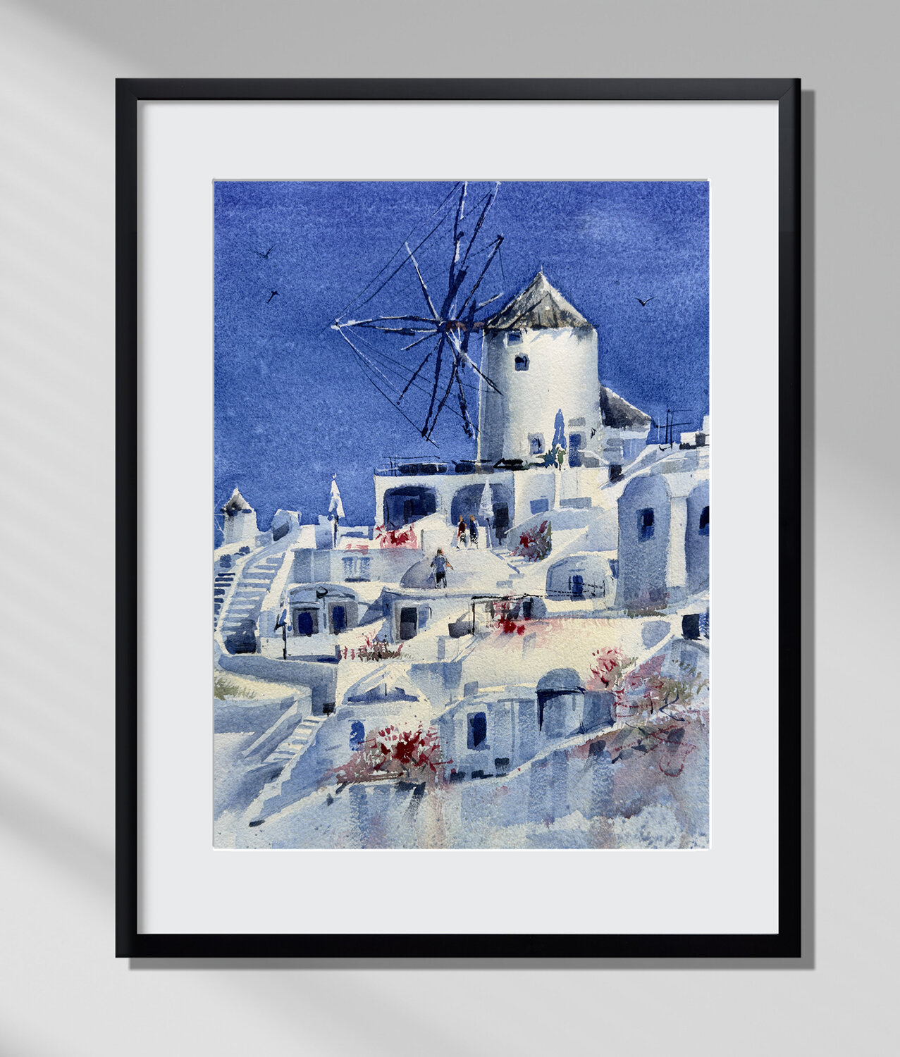 Santorini Windmill Vahe Grigorian Original painting for sale
