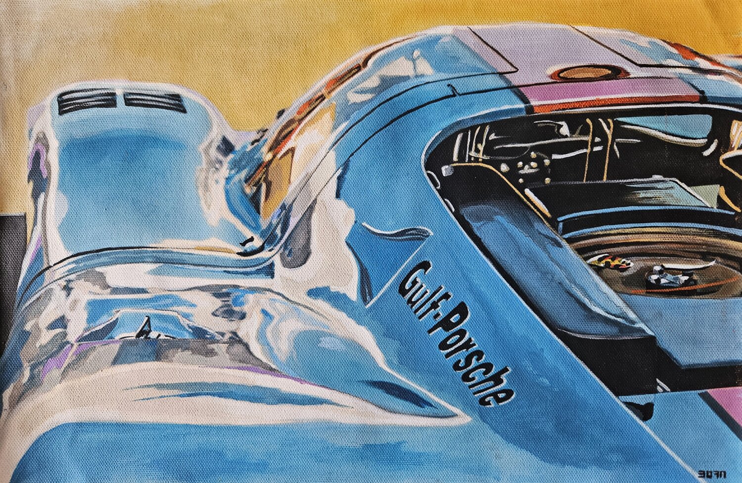 Gulf Porsche 917 K , hot day Zoran Jovicic-Spaar Original painting for sale