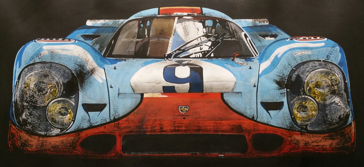 Gulf Porsche 917 K, face 2 face Zoran Jovicic-Spaar Original painting for sale