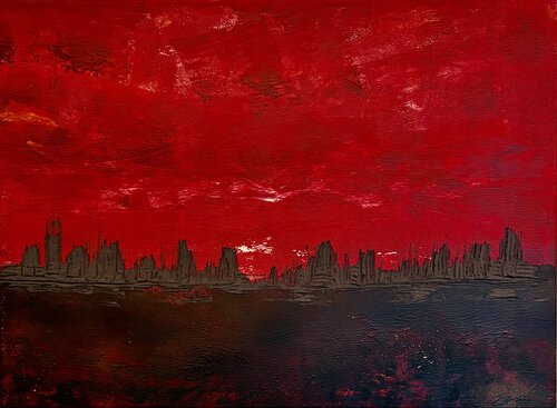 Métropole écarlate by Nathalie Van Helshoecht, Painting for Sale on Select