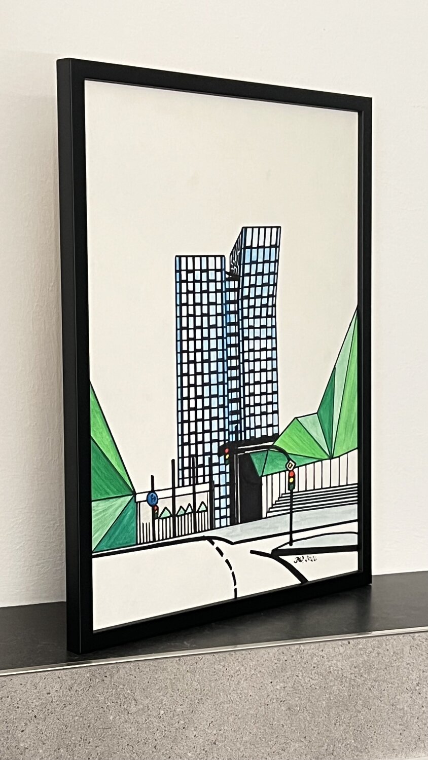 Tanzende Türme, Hamburg, Unikat Doris Wolf Original painting for sale