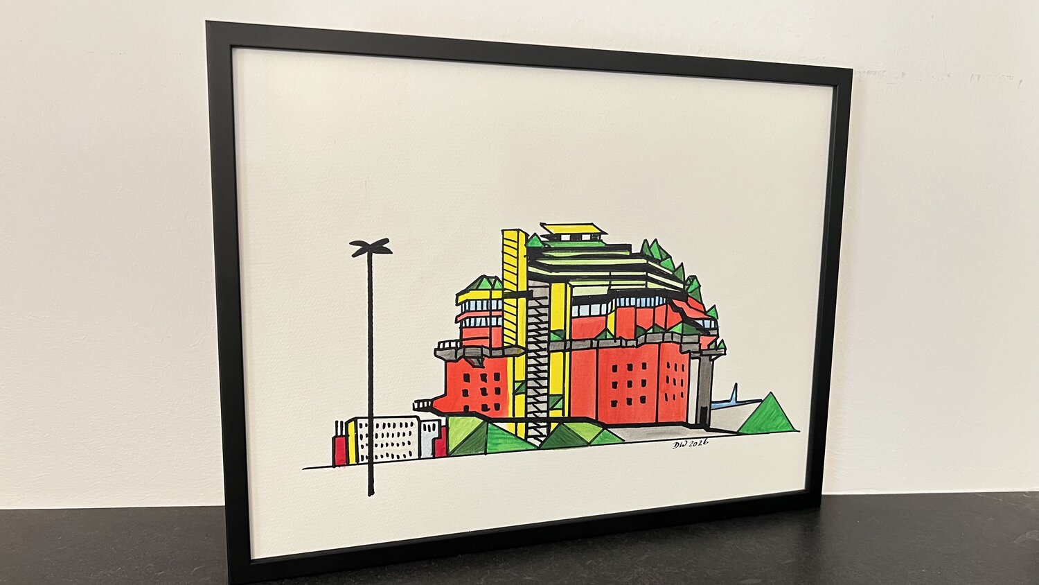 Grüner Bunker, Hamburg, Unikat Doris Wolf Original painting for sale