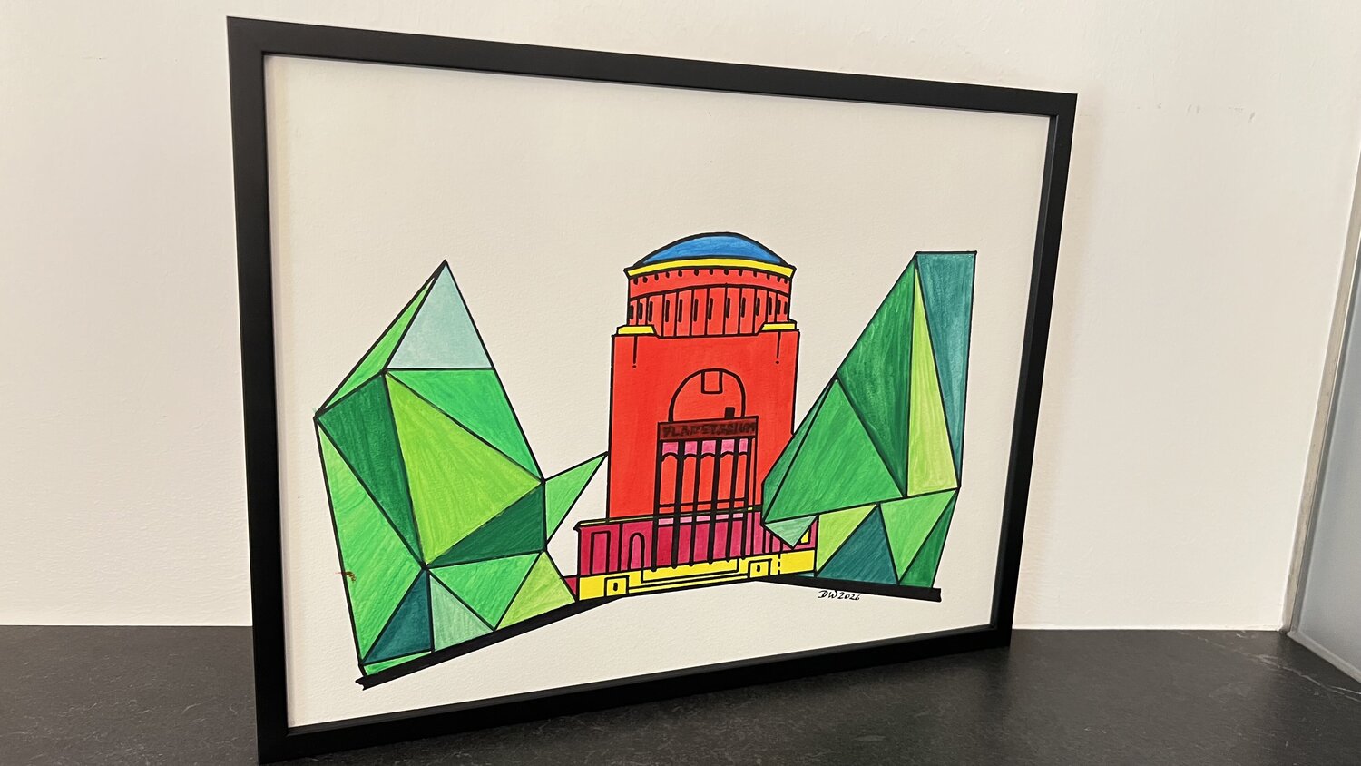 Planetarium, Hamburg, Unikat Doris Wolf Original painting for sale