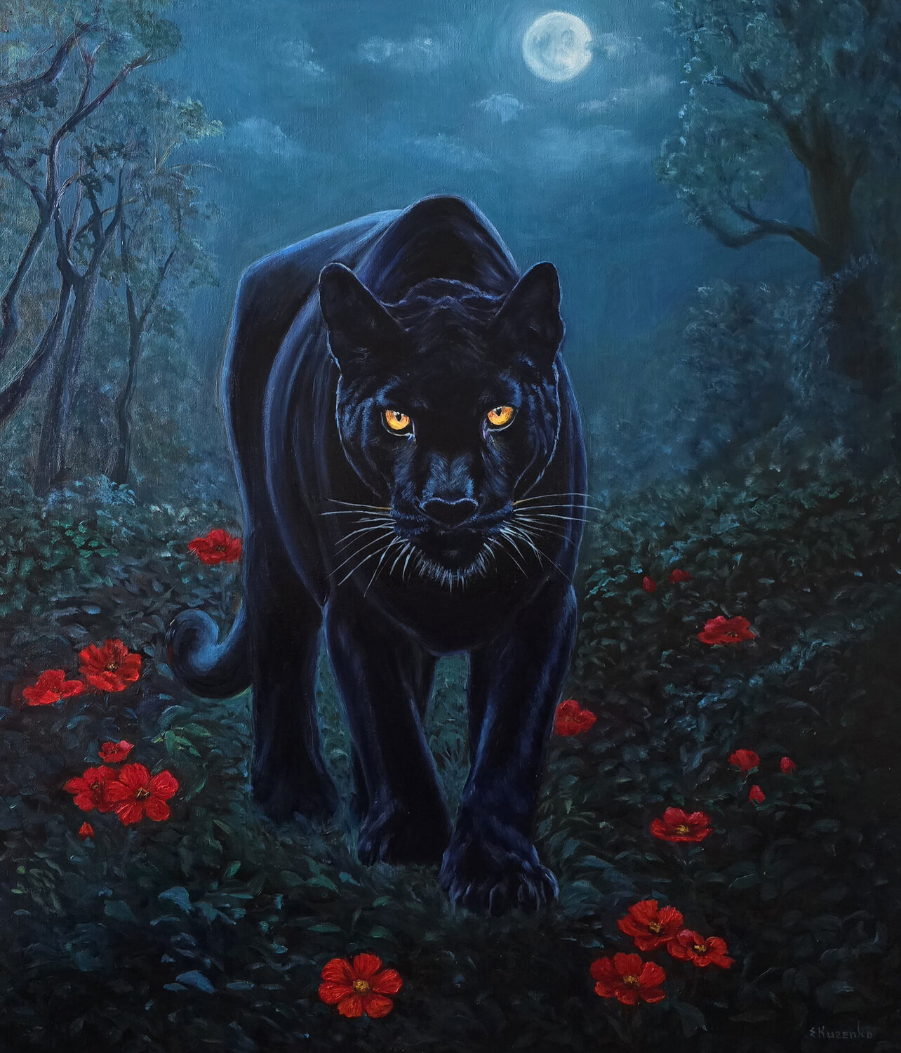 The Night Visitor Olena Kuzenko Original painting for sale