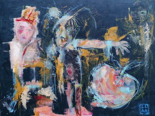 Hommage Jean Michel Basquiat La pomme by Adélaïde Andreu Leferme, Painting for Sale on Select