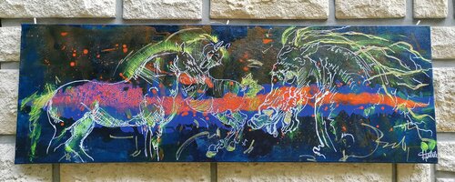 Les chevaux du soleil by Adélaïde Andreu Leferme, Painting for Sale on Select