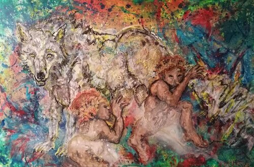 Romulus Remus et la Louve -- Amour Maternel by Adélaïde Andreu Leferme, Painting for Sale on Select