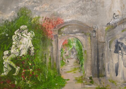 Rodin couple aux coquelicots by Adélaïde Andreu Leferme, Painting for Sale on Select