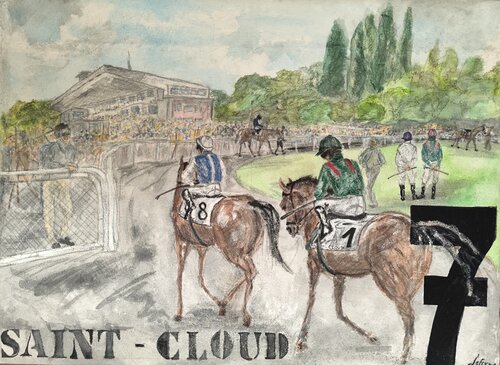 Course hippique Calandagan vainqueur Grand Prix Saint Cloud 2026 by Adélaïde Andreu Leferme, Painting for Sale on Select
