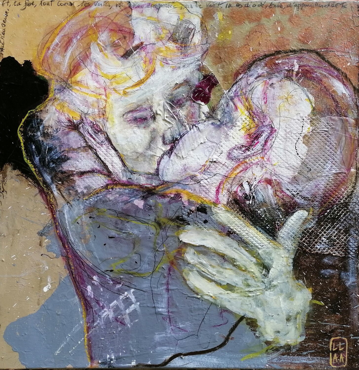 Baiser Duo Amour Adélaïde Andreu Leferme Original painting for sale