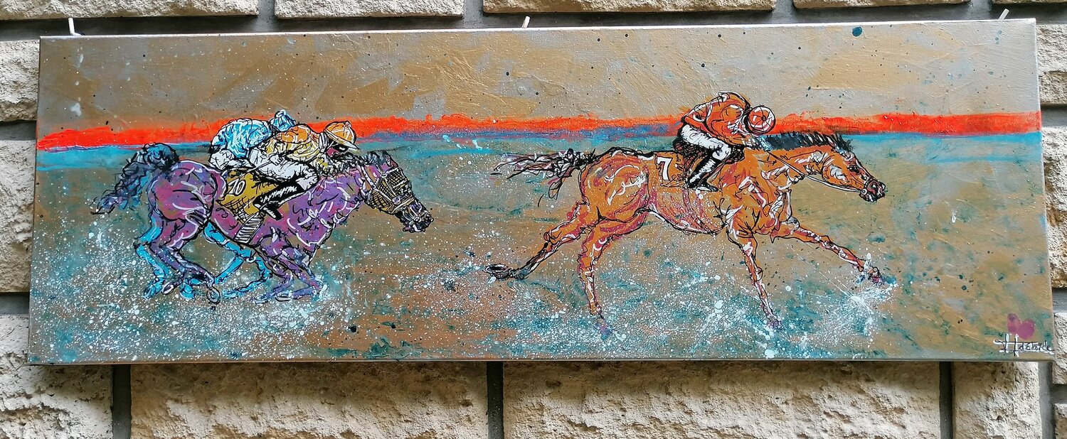 Course Hippique Plage Deauville Adélaïde Andreu Leferme Original painting for sale
