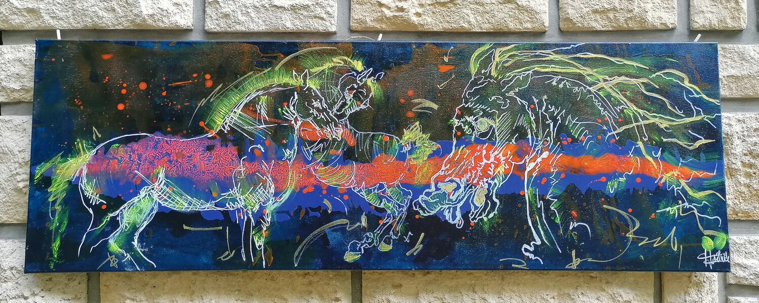 Les chevaux du soleil Adélaïde Andreu Leferme Original painting for sale