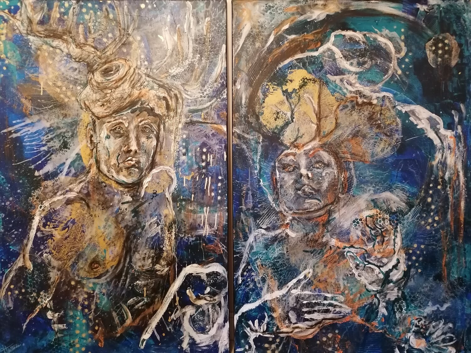Nocturne bleue Chagall Adélaïde Andreu Leferme Original painting for sale