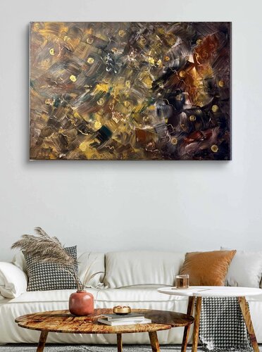 Golden Ember Chaos by Nikoletta Abbasi Katona, Painting for Sale on Select