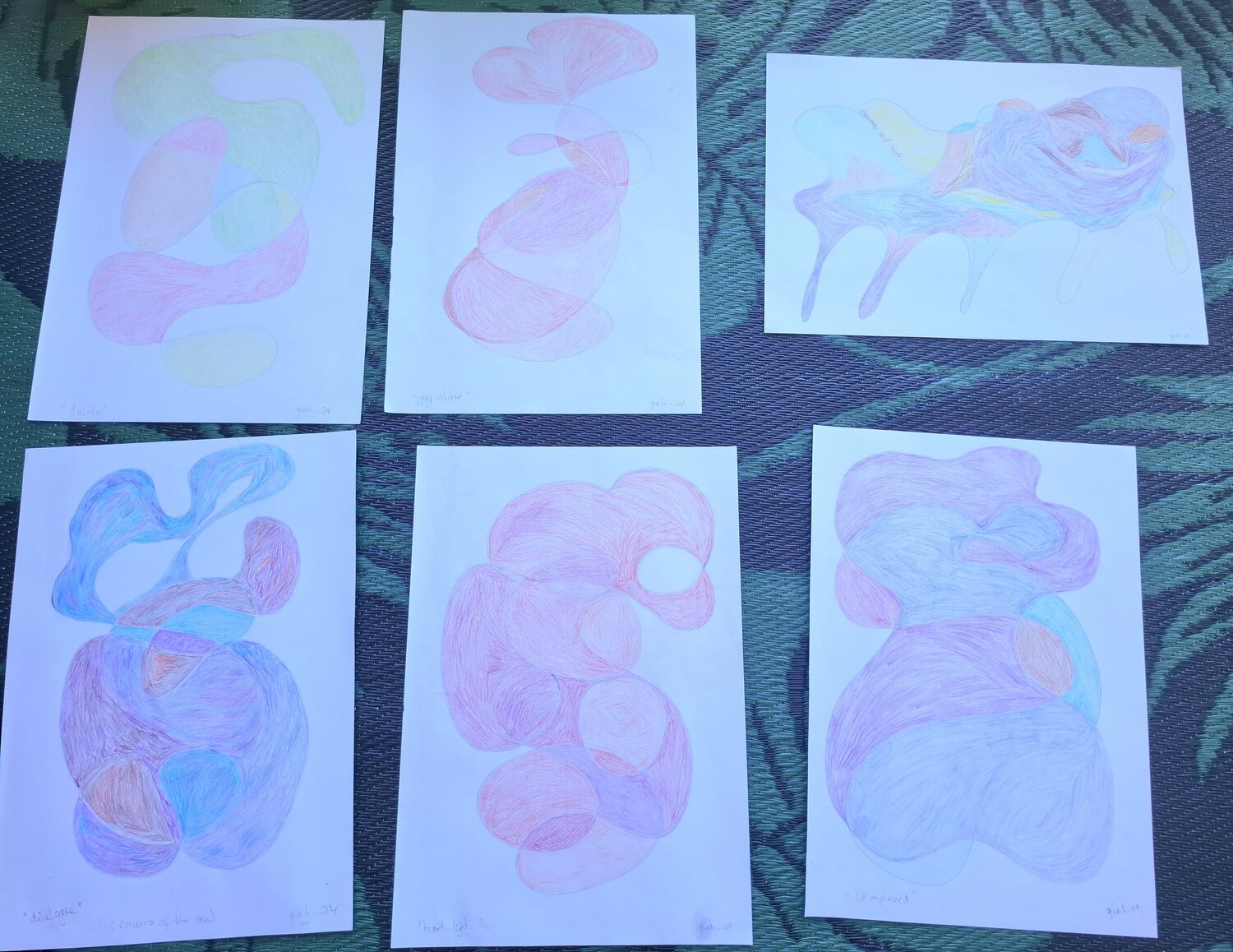 Coloured figures Hanne Giacobbe Helleberg Drawing for sale