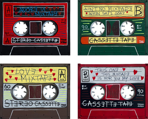 MIXTAPE – SET OF 4 LOVE MIXTAPES - Set 02 by Frank Willems, Painting for Sale on Select