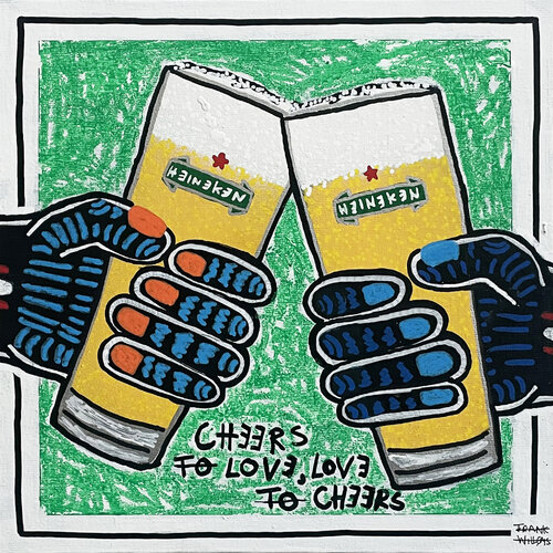 CHEERS TO LOVE / LOVE TO CHEERS (Heineken Glass) by Frank Willems, Painting for Sale on Select
