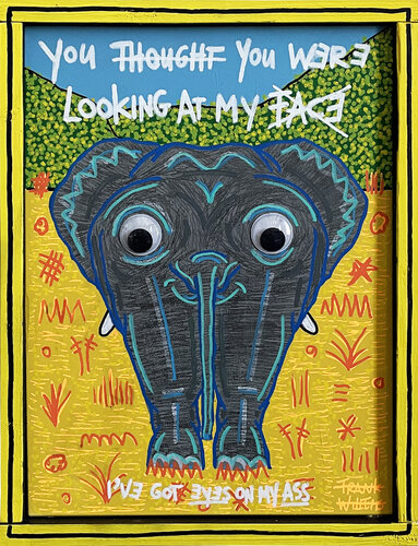 EYES ON MY ASS – YELLOW FRAME by Frank Willems, Painting for Sale on Select