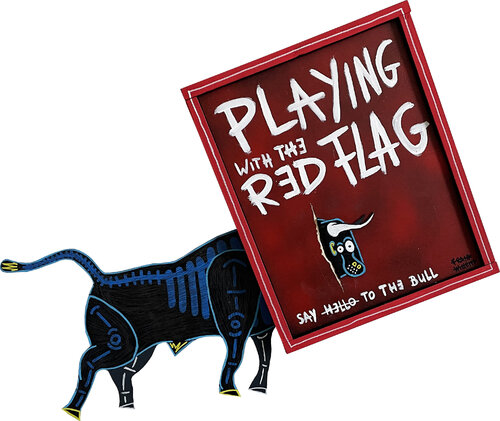PLAYING WITH THE RED FLAG #4 by Frank Willems, Painting for Sale on Select
