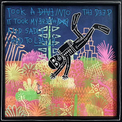 DIVE INTO THE DEEP – BLACK – L by Frank Willems, Painting for Sale on Select