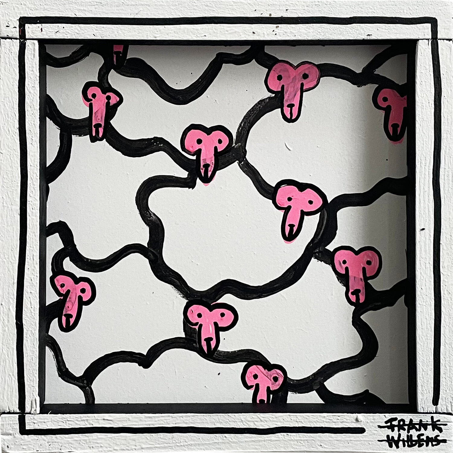 COUNTING SHEEP #8 - Small Frank Willems Original painting for sale