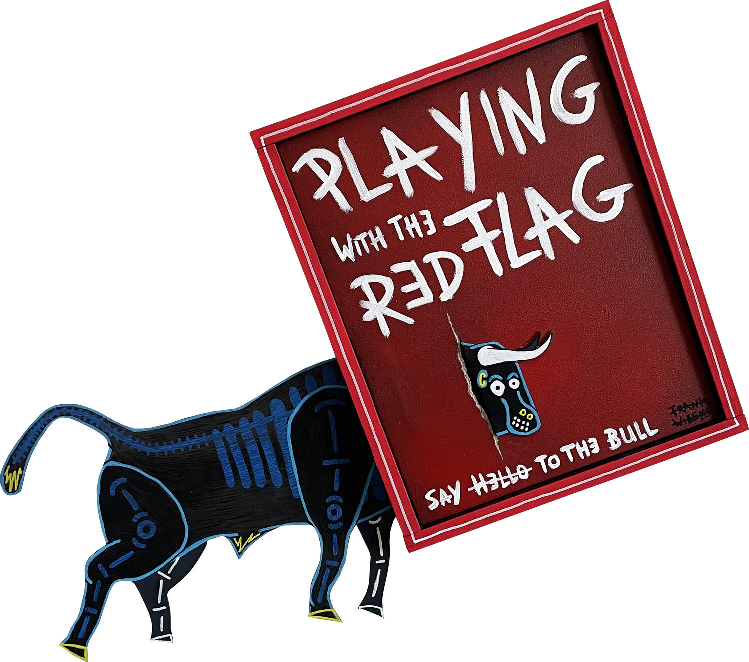 PLAYING WITH THE RED FLAG #2 Frank Willems Original painting for sale